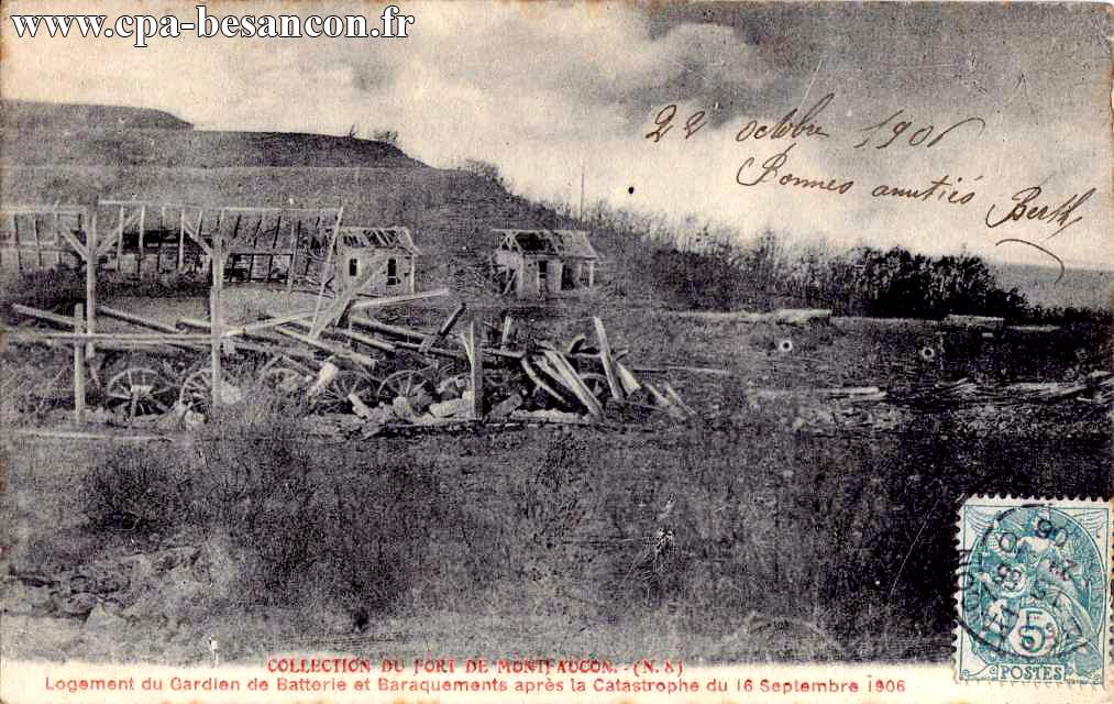 COLLECTION DU FORT DE MONTFAUCON. - (N. 8) - Logement du Gardien de Batterie et Barraquements après la Catastrophe du 16 Septembre 1906